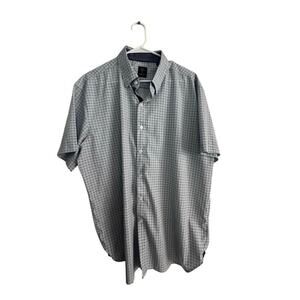 Michael Strahan Performance Dotted 4-Way Stretch Short Sleeve Button Up Shirt XL